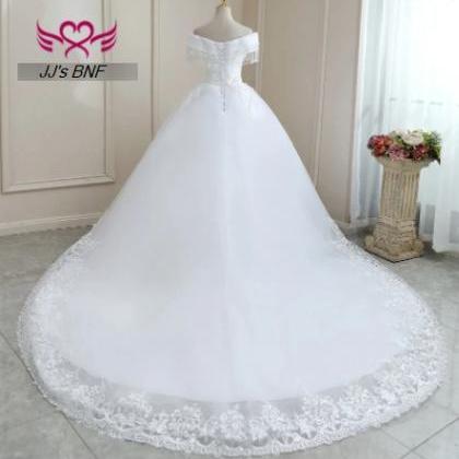 Crystal Beaded Wedding Dresses Plus Size White..
