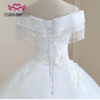 Crystal Beaded Wedding Dresses Plus Size White..